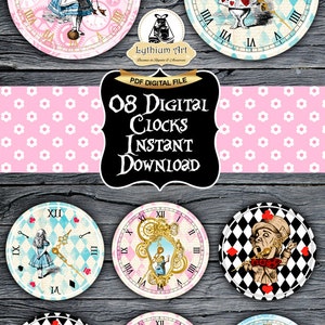 ALICE IN WONDERLAND Clocks, Printable Clock, Vintage Alice, Alice in ...