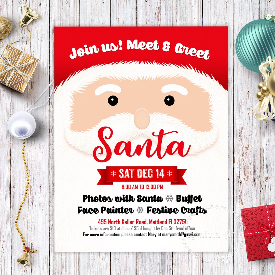 Meet and Greet Santa Flyer, PRINTABLE Photos With Santa Flyer