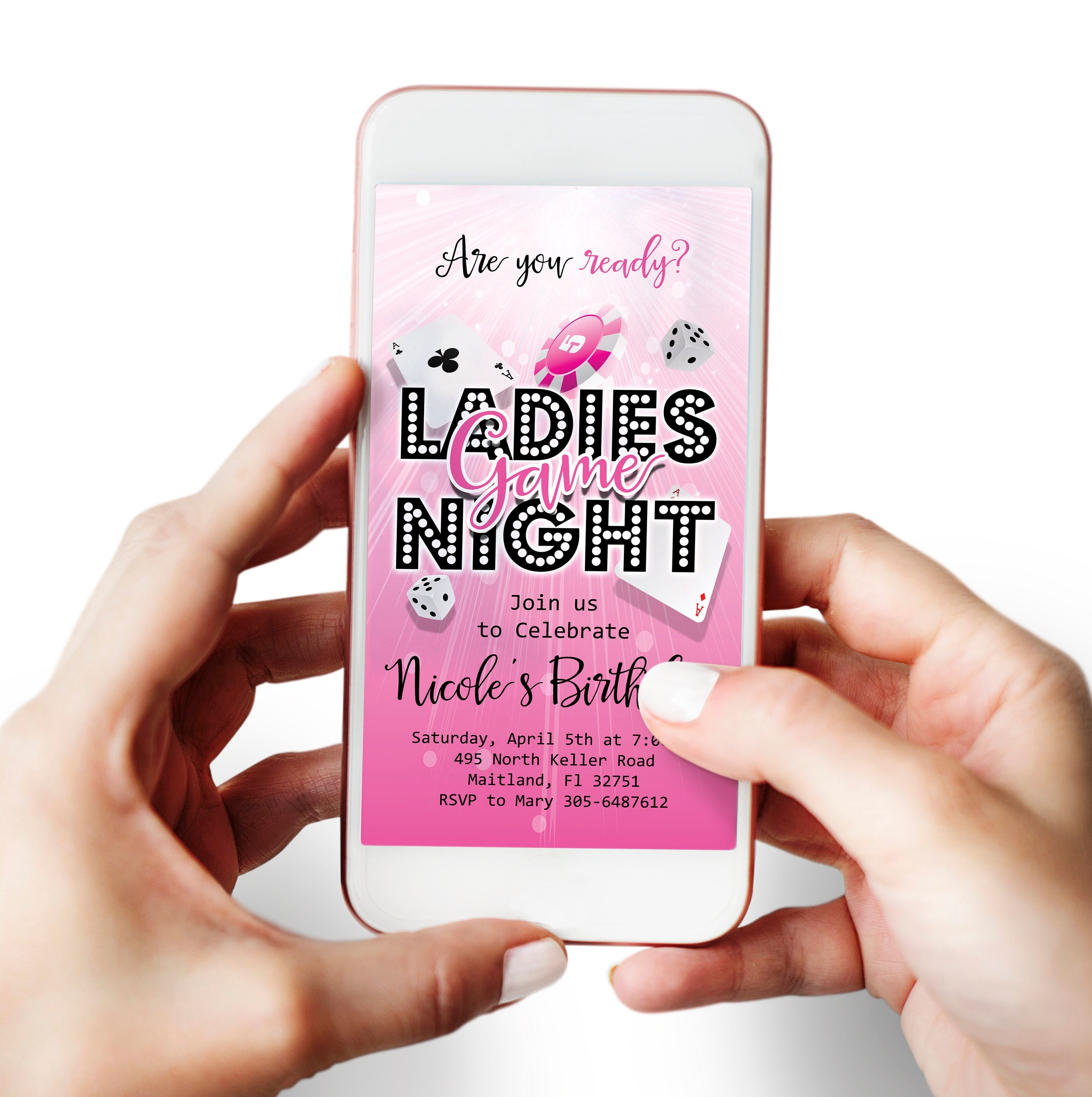 Ladies Game Night Evite Electronic Digital Game Party Invite Etsy