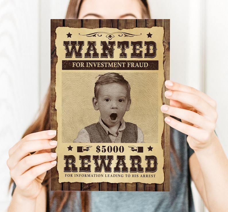 Wanted Poster Personalized, Digital Print, Custom Wanted Poster for 1 or 2 people, Cowboy Party Decorations image 2