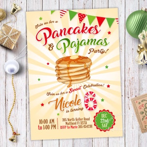 Pancakes and Pajamas Invitation, Slumber Party Sleepover Invitation, Digital Download image 9