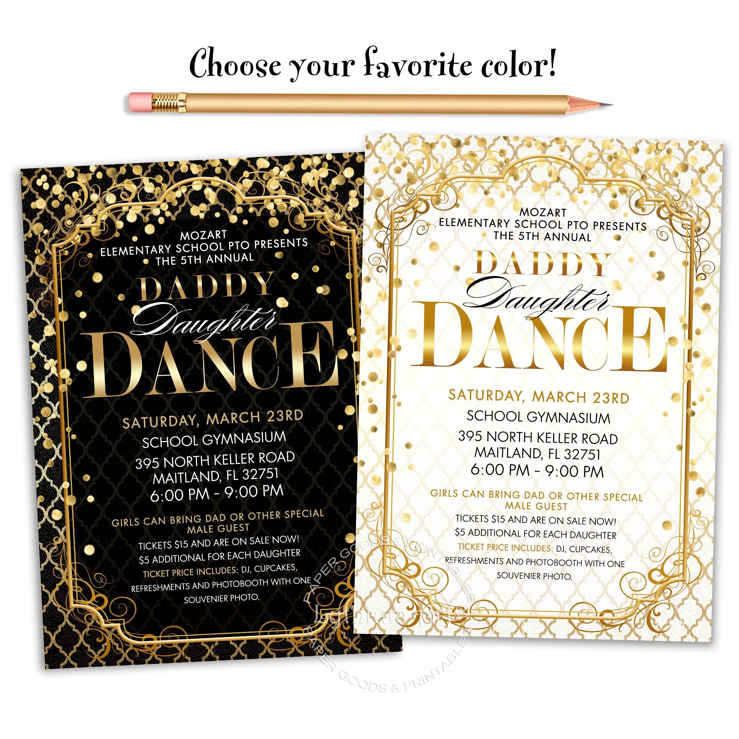 Daddy Daughter Dance Invite Printable File Father Daughter Etsy