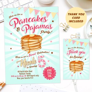 Pancakes and Pajamas Invitation, Slumber Party Sleepover Invitation, Digital Download image 4