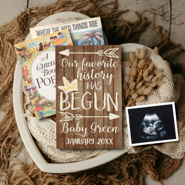 Boho Baby Announcement, Digital Pregnancy Announcement for Social Media, Childrens Story Books Pregnancy Reveal, Gender Neutral