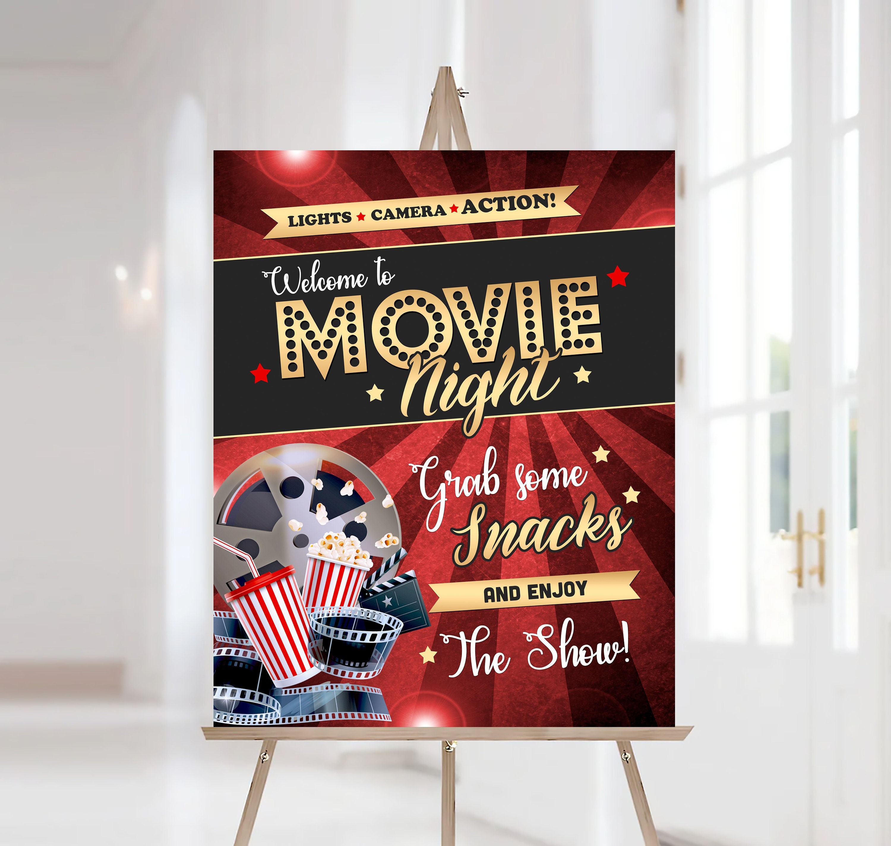 Movie Night Poster Instant Download Viewing Party Etsy Australia