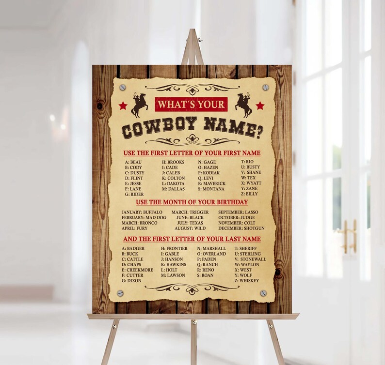 What's Your Cowboy Name Printable Game, Western Party Activity With ...