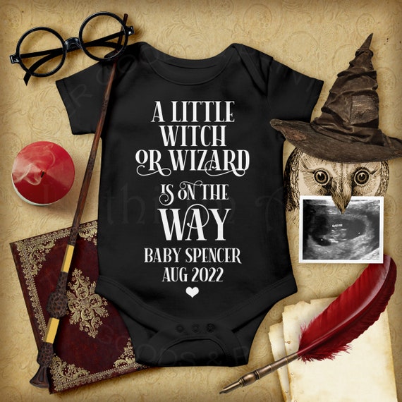 A Little Witch or Wizard is on the Way, Social Media Pregnancy Announcement, Digital File, Personalized Baby Announcement, Fandom Pregnancy Il_570xn