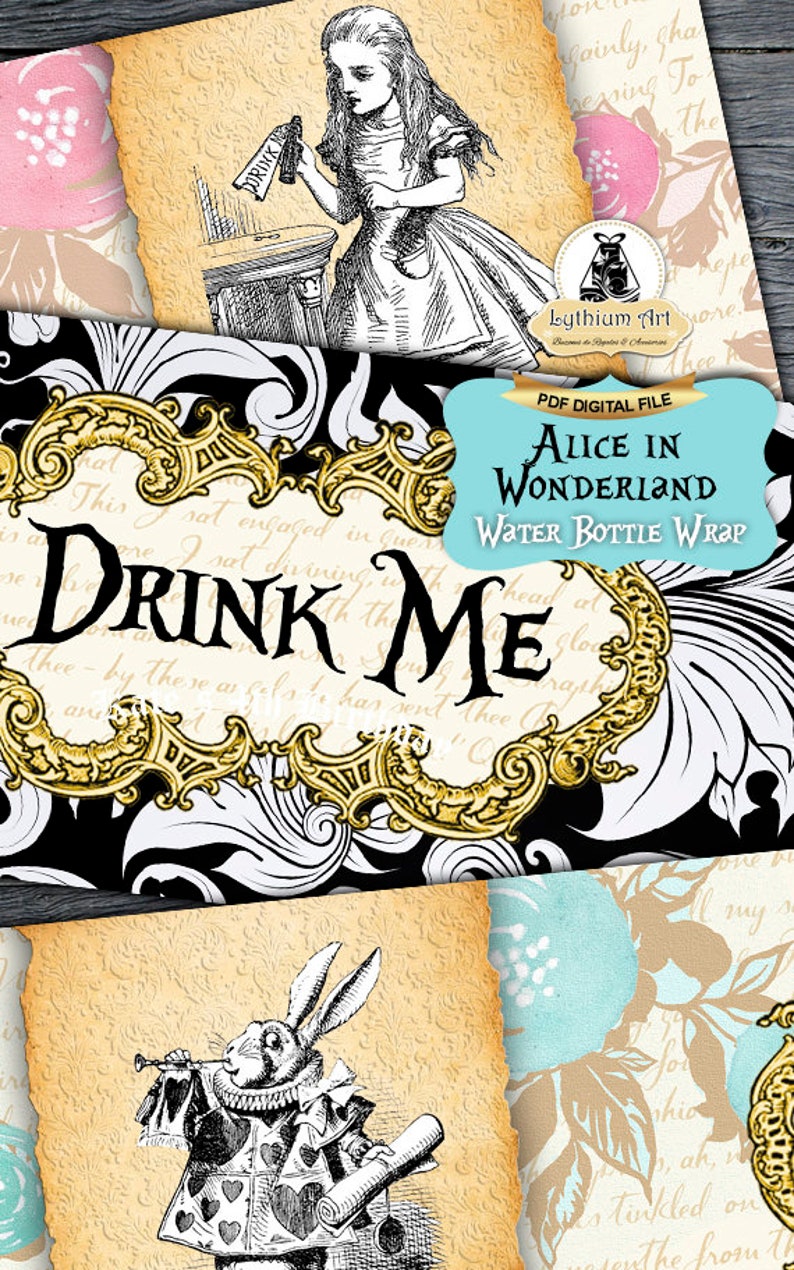 ALICE IN WONDERLAND Bottle Labels Instant Download Makes You Etsy