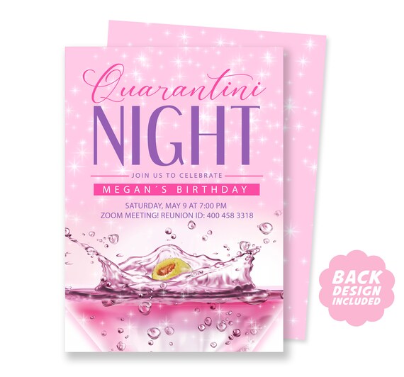 Quarantini Girls Night Invitation, Digital Invite, Virtual Birthday Party Invitation, Virtual Cocktail Party, Zoom Party, Girls Night Il_570xn