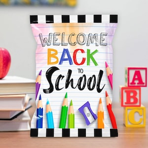 Back to School Printable Chip Bag, Instant Download, School Favors, First Day of School, Teacher Gifts, Candy Bag, Party Bag, Treat Bags