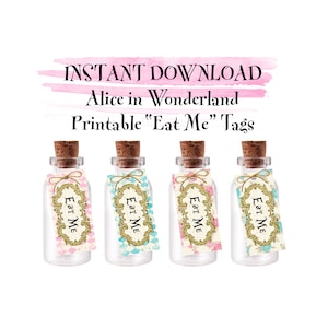Eat Me Mini Tags, INSTANT DOWNLOAD, Alice in Wonderland Tags, Wonderland Party Decorations, Mad Hatter Tea Party, Digital Files