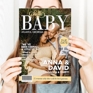 Pregnancy Announcement Magazine Cover, Digital Pregnancy Announcement, Photo Announcement for Social Media, Unique Pregnancy Announcements