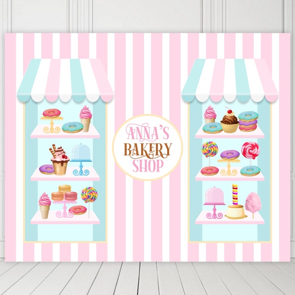 Bakery Shop Party Backdrop, Personalized and Printable Banner for Dessert Shop Theme Party