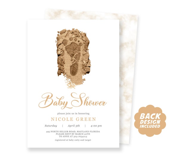 Gender Neutral Baby Shower Invitation Digital Baby Footprint Etsy