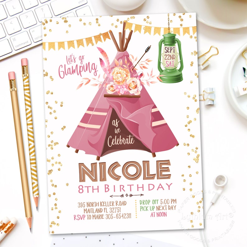 Glamping Invitation Glamping Party Invitation Camping | Etsy