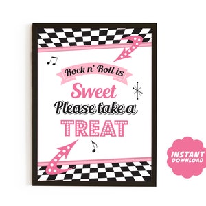 Please Take a Treat Sign, 50s Sock Hop Party Decor, Rock n Roll Printable Sign, 1950s Party Decor, Diner Sign Instant Download