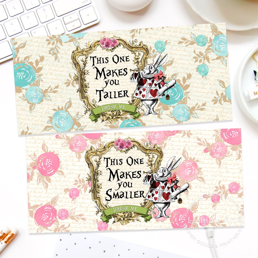 ALICE IN WONDERLAND Labels Makes You Taller Label Makes You Etsy ALICE IN WONDERLAND Labels Makes You Taller Label Makes You Etsy