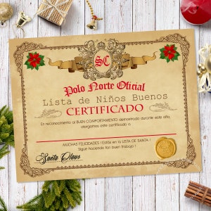 Carta de Santa Claus, Lista de Niños Buenos y Traviesos, Certificado de Navidad Imprimible