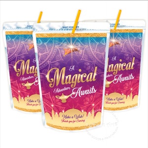 Arabian Princess Juice Pouch Labels, Instant Download, CapriSun Labels, Moroccan Arabian Party Favors, Arabian Nights Party Decor