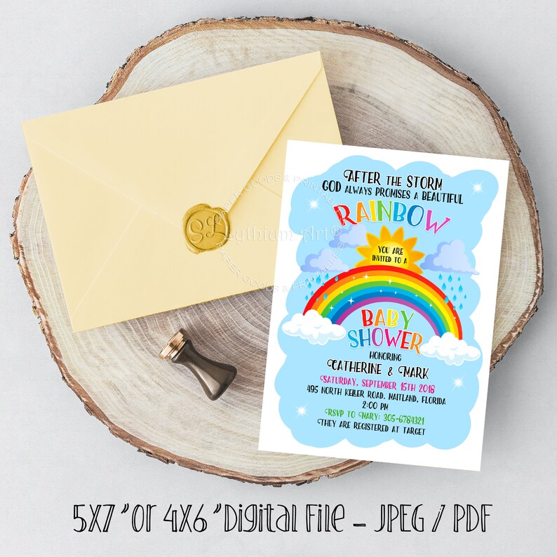 Rainbow Baby Invitation Rainbow Baby Shower Invitation Etsy