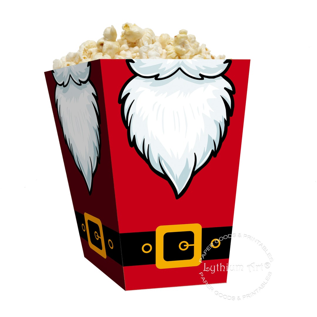 CHRISTMAS Popcorn Box, Santa Belt Popcorn Cup, Santa Claus Popcorn Box