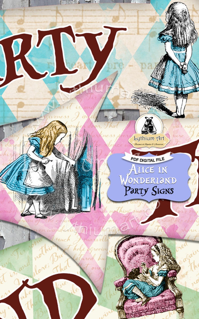 ALICE IN WONDERLAND Party Signs, Alice in Wonderland Arrows, Alice in Wonderland Decorations, Printable Signs, Alice Party Decoration, Alice image 4