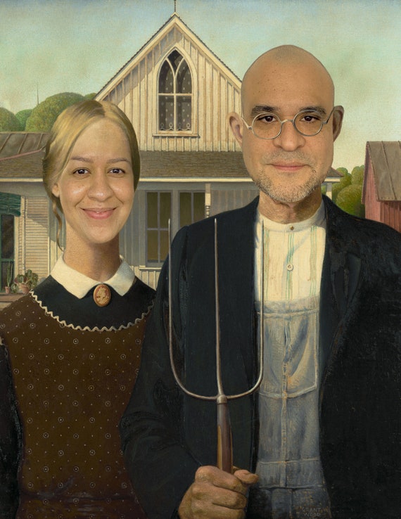 Personalized American Gothic Portrait from your Photo, Digital Portrait for Couple, Anniversary Gift, Custom Portrait for Couple, Funny Gift Il_570xn