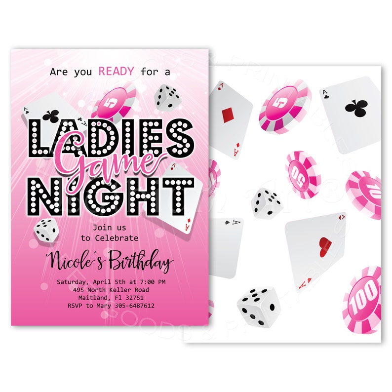 ladies game night invitation printable and personalized game etsy