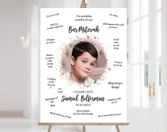 Personalized Bar Mitzvah Photo Guest Book Poster, Custom Watercolor Guest Book Poster Printable, Bar Mitzvah Sign, Bar Mitzvah Decor