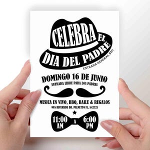 Invitación Personalizada Día del Padre, Diseño Imprimible en Blanco y Negro ideal para Celebraciones en Honor a Papá