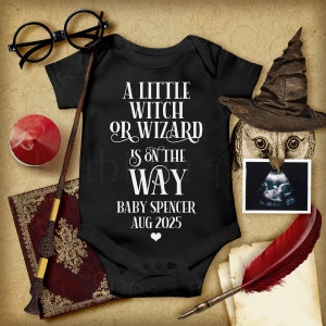 A Little Witch or Wizard is on the Way, Social Media Pregnancy Announcement, Digital File, Personalized Baby Announcement