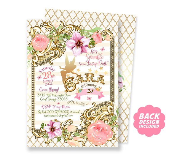 Floral Fairy Birthday Party Invitation, Digital and Personalized Invitation, Fairy Themed Party Invite Il_570xn