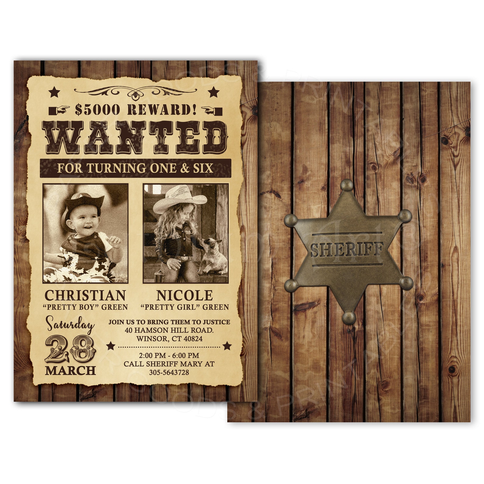 Wanted Poster Invitation Digital Sibling Birthday Invitation - Etsy