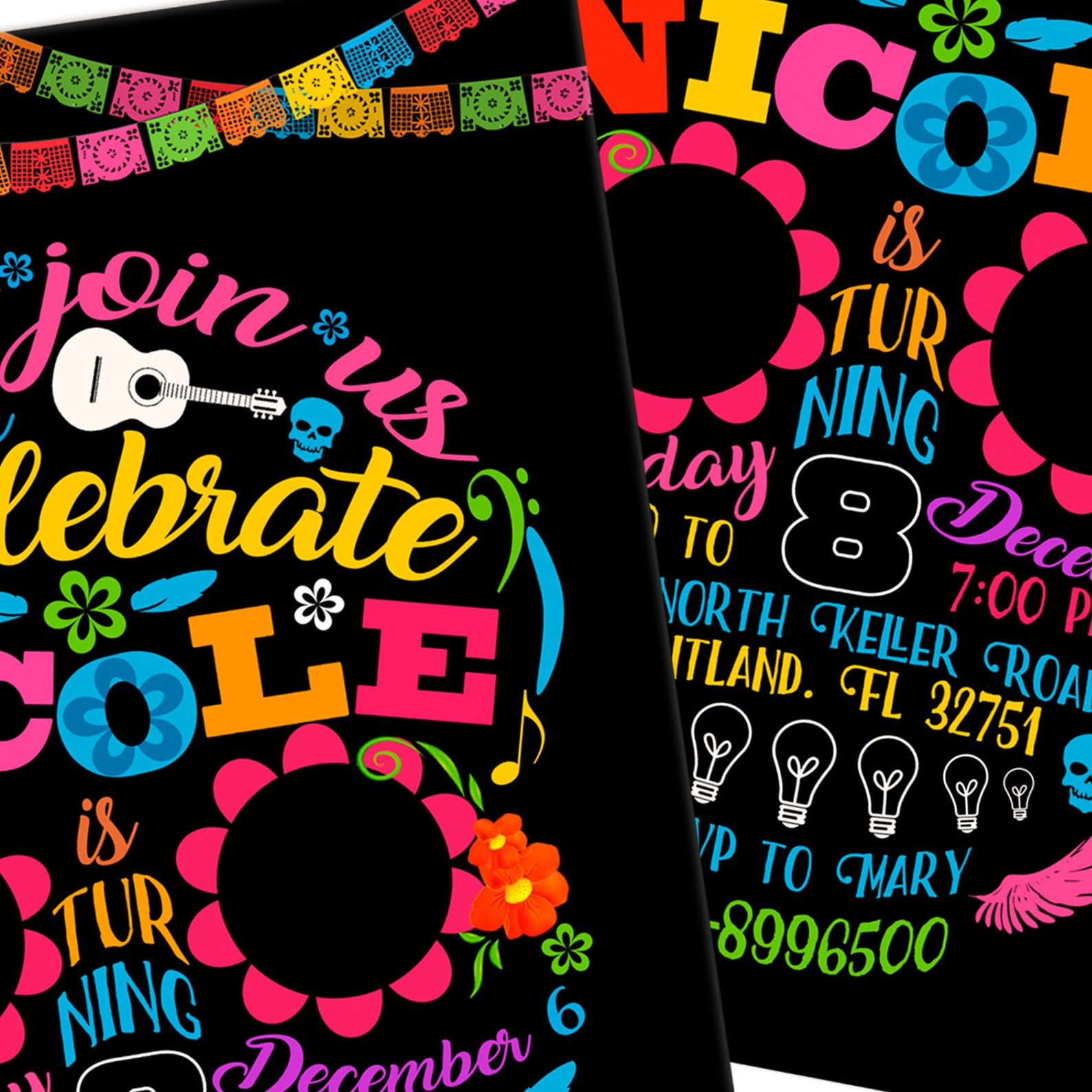 Halloween Invitation Digital Birthday Party Invitation Skull Etsy