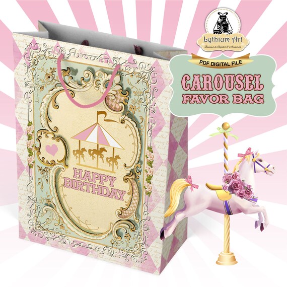 Carousel Bag Carousel Favor Bag Carousel Printable Bag Etsy