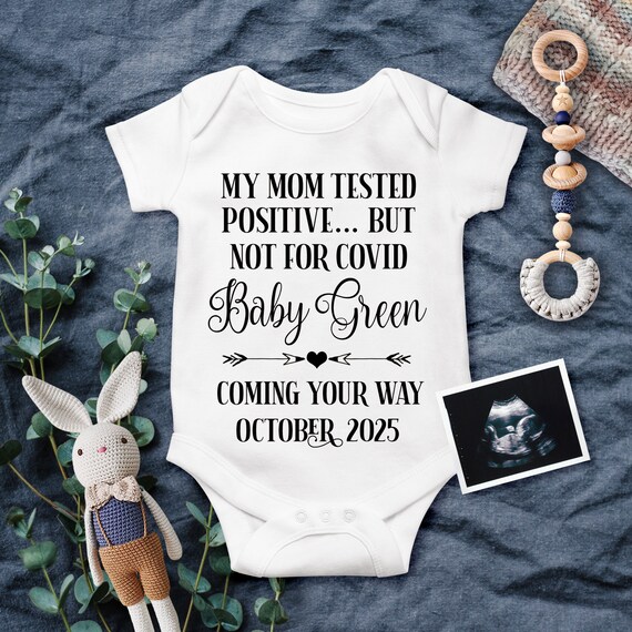 Download Funny Quarantine Pregnancy Announcement For Social Media My Mom Tested Positive But Not For Covid Digital Baby Announcement By Lythium Art Catch My Party