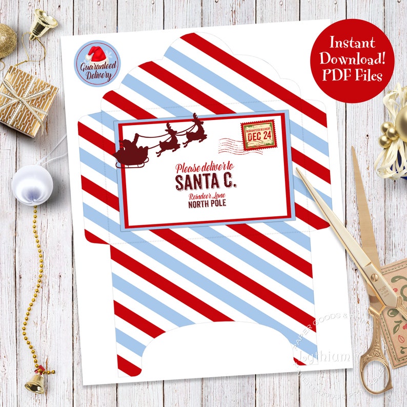 LETTER TO SANTA Kit, Santa Letter Kit with Envelope Template, Letter to Santa, Instant Download, Printable Letter to Santa, Christmas Letter image 4