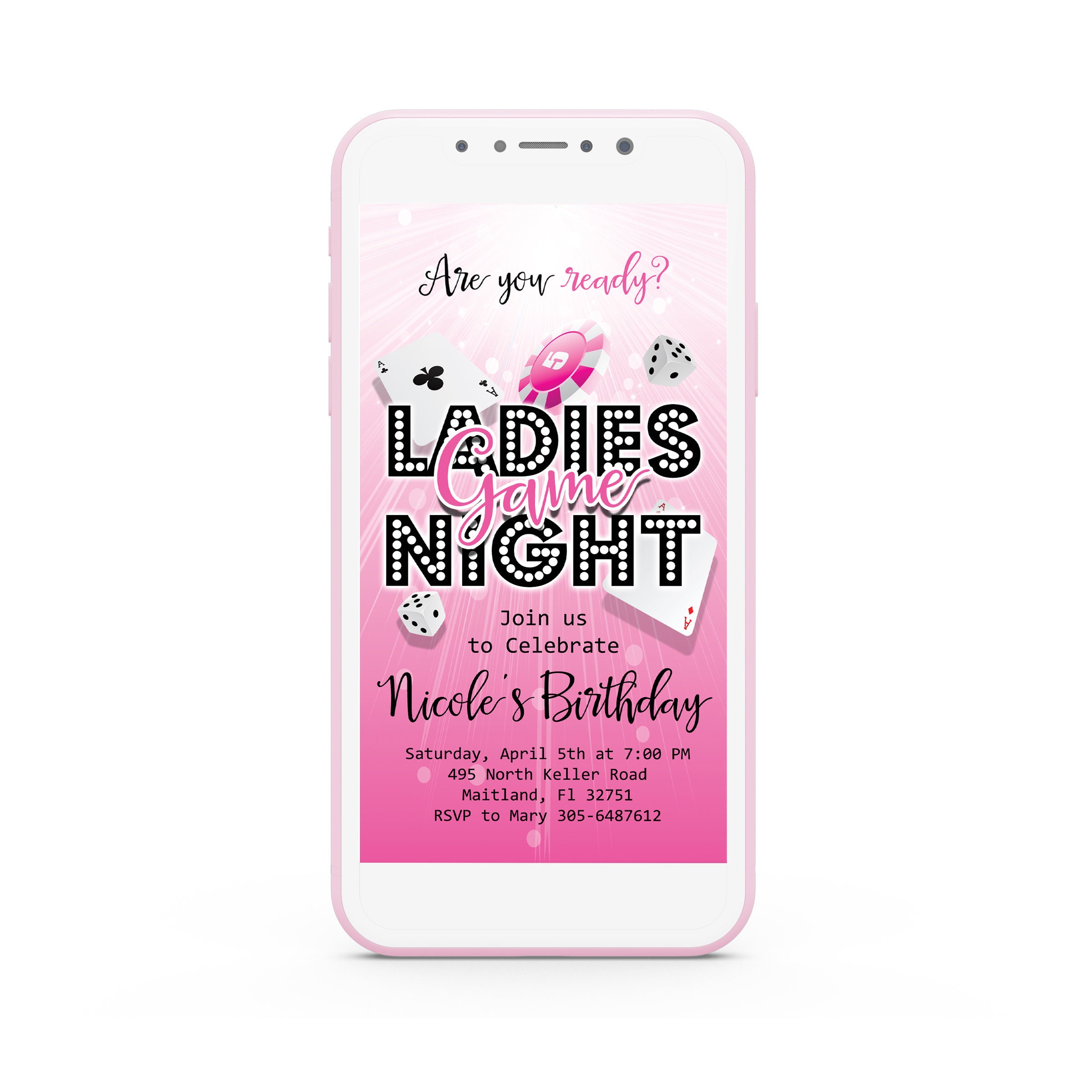 Ladies Game Night Evite Electronic Digital Game Party Invite Etsy