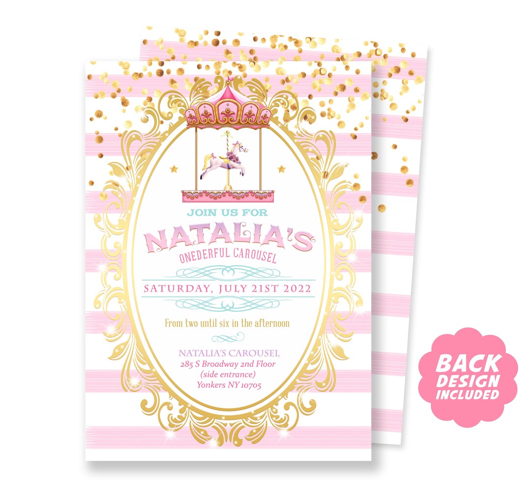 Carousel Invitation, Carousel Party, Carousel Birthday Invitation