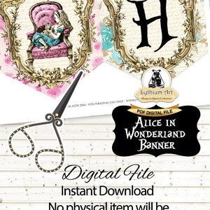 ALICE IN WONDERLAND Banner, Instant Download image 4