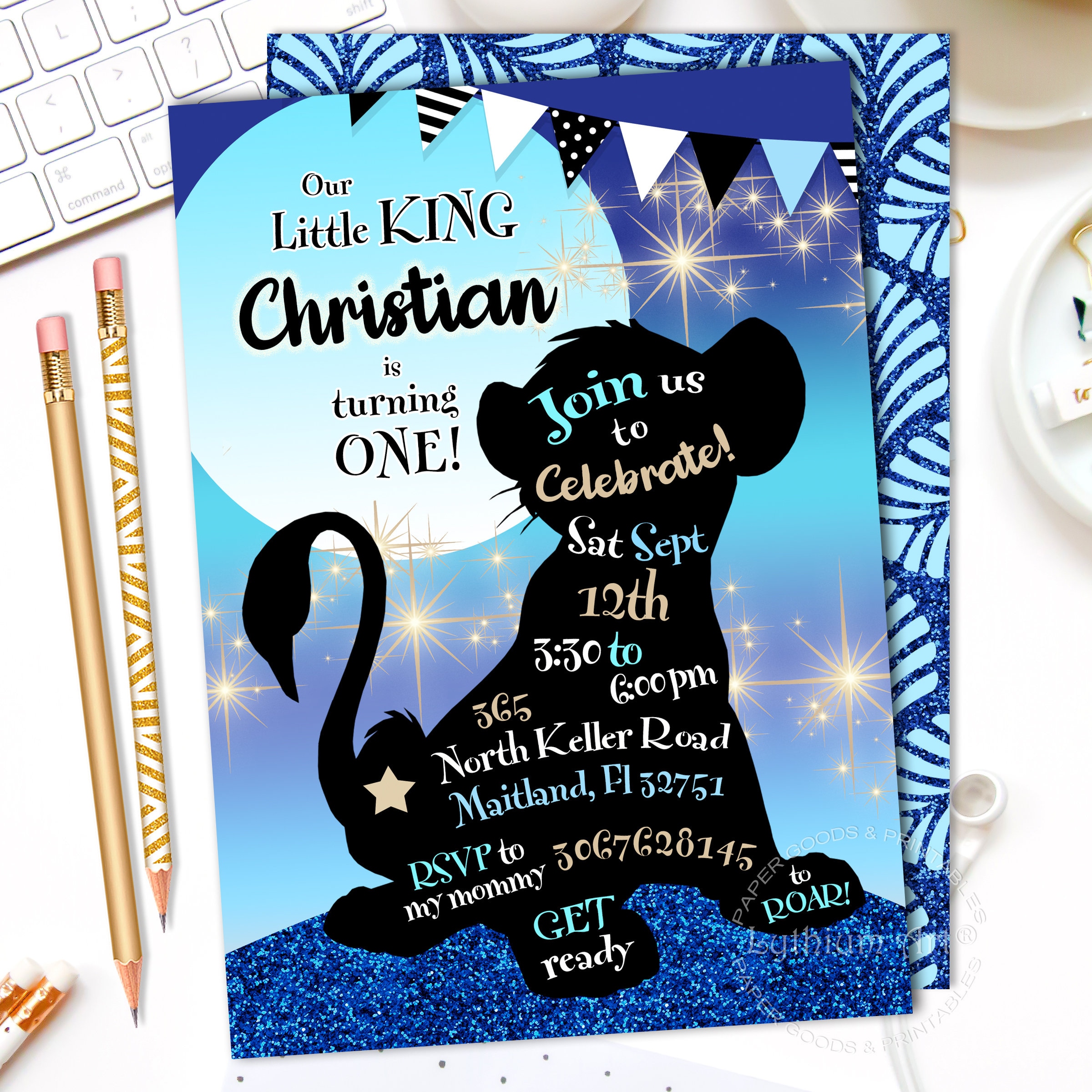 Lion King Photo Invitation Printable Files Lion Birthday | Etsy