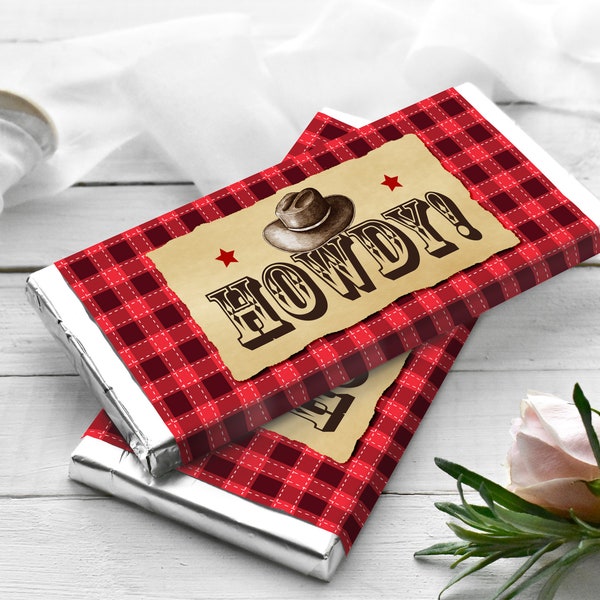 Western Candy Bar Wrappers, INSTANT DOWNLOAD, Cowboy Party Favors, Cowboy Chocolate Wrappers, Wild West Chocolate Label