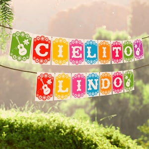 Cielito Lindo Printable Pennant Banner for Baby Shower Decor, Mexican Talavera Garland, Fiesta Party Decorations