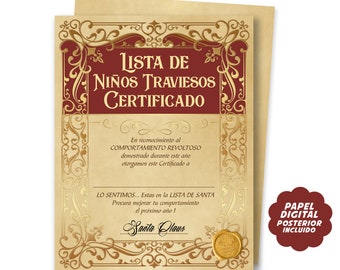 Certificado Personalizado De Navidad De Papá Noel + Moneda Mágica – Kit De Ilusión Infantil FabD