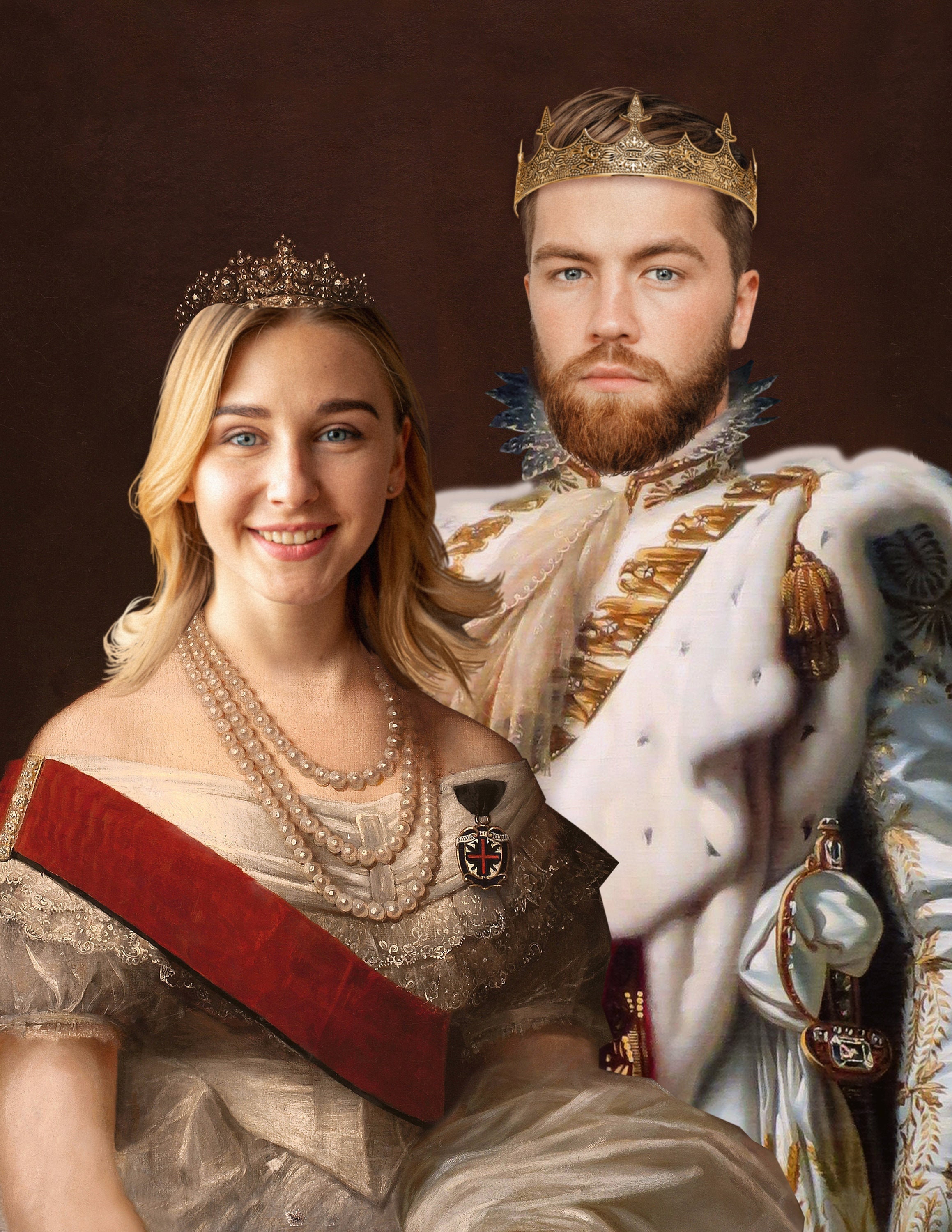 King and Queen Digital Portrait From Your Photo, Personalized