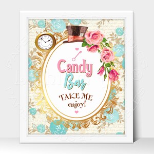 ALICE IN WONDERLAND Party Sign, Favors Printable Sign, Instant Download image 9