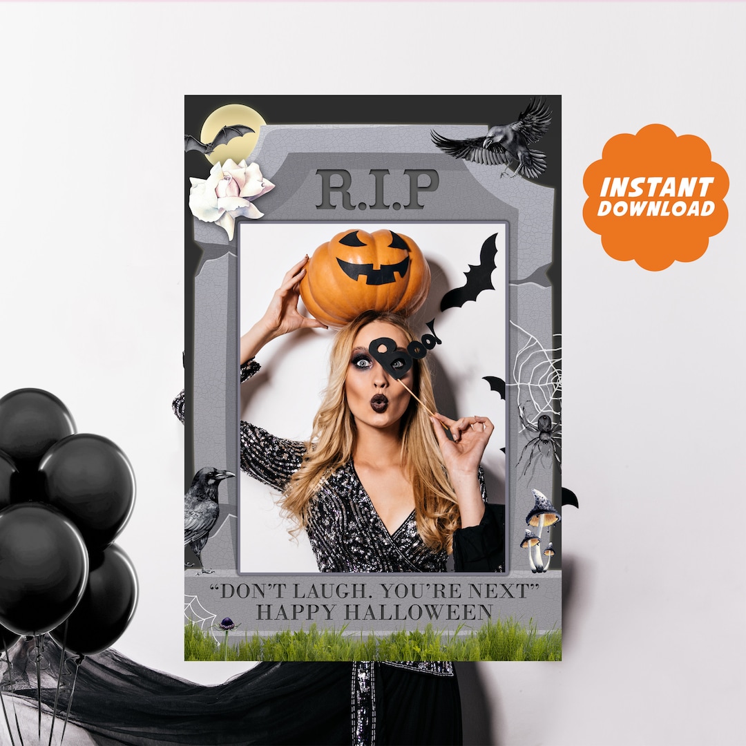 Halloween Photo Booth Frame, Graveyard Tombstone Halloween Party Photo