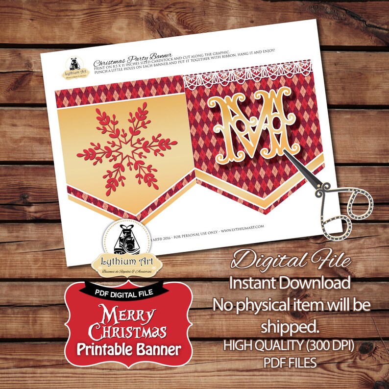 CHRISTMAS Banner Christmas Garland Instant Download DIY Etsy