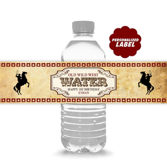 Western Printable Bottle Labels, Wild West Birthday Party, Any Age, Cowboy or Cowgirl Birthday Party Decoration, Personalized Labels Il_570xn