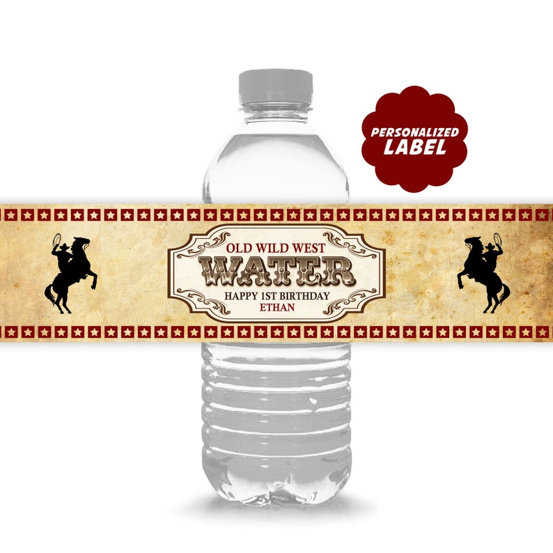 Western Printable Bottle Labels Wild West Birthday Party Any Age Cowboy or Cowgirl Birthday Party Decoration Personalized